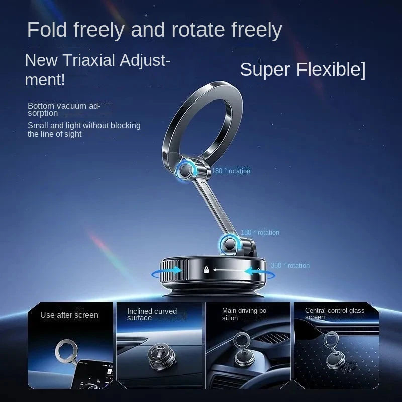 Strong Magnetic Car Phone Holderfoldable Design 360° Adjustable Vacuummount for Car/Desk/Bathroom/Universa